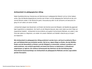 Seminar – Achtsamkeit im pädagogischen Alltag >>