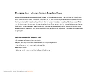 Seminar – Lösungsorientierte Gesprächsführung >>