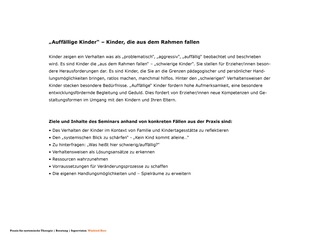 Seminar – "Auffällige Kinder" >>
